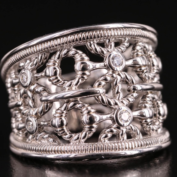 NIB - Judith Ripken Sterling Silver Vienna Wide Band Diamond Ring - Picture 3 of 12